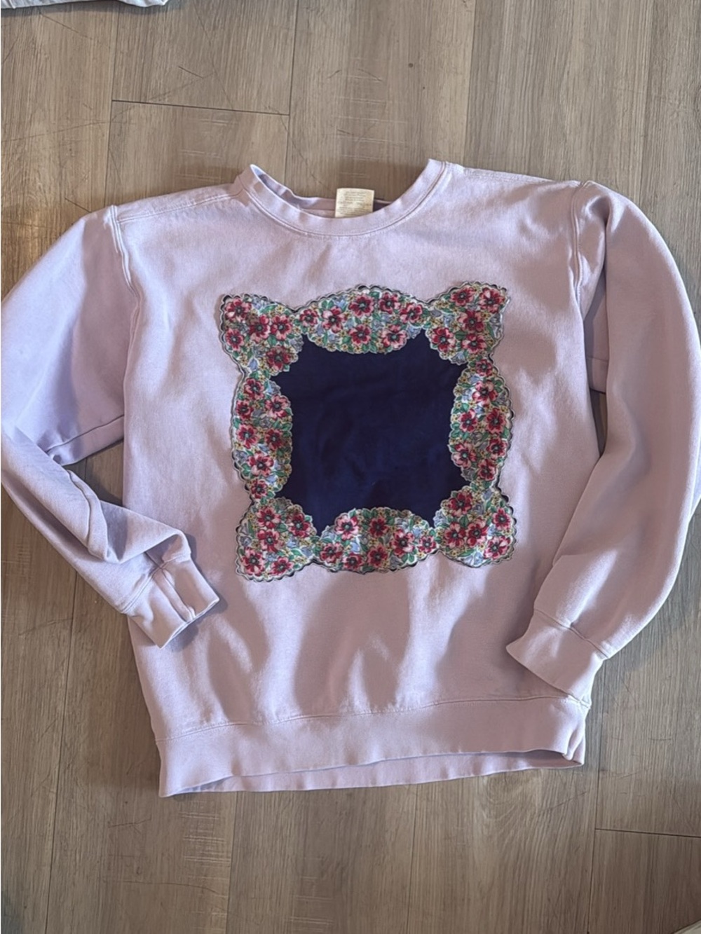 Lilac Upcycled comfort colors handkerchief crewneck